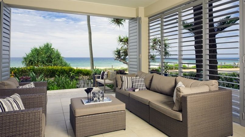 plantation shutters grey