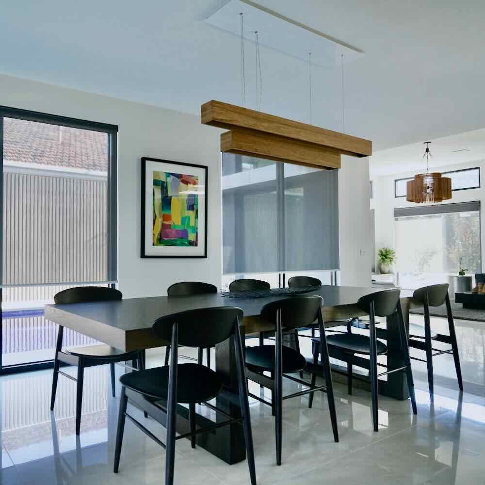 Motorised blinds in the dinning room